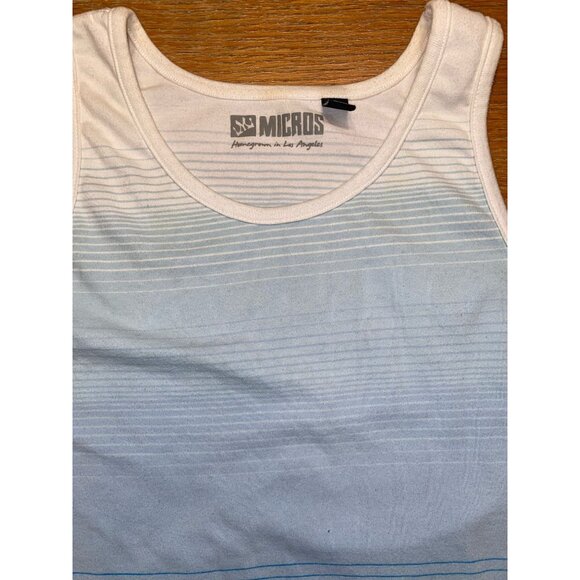 Micros Mens Blue Gradient Stripe Tank Top Sleeveless Ombre Design Size Large - Picture 2 of 3